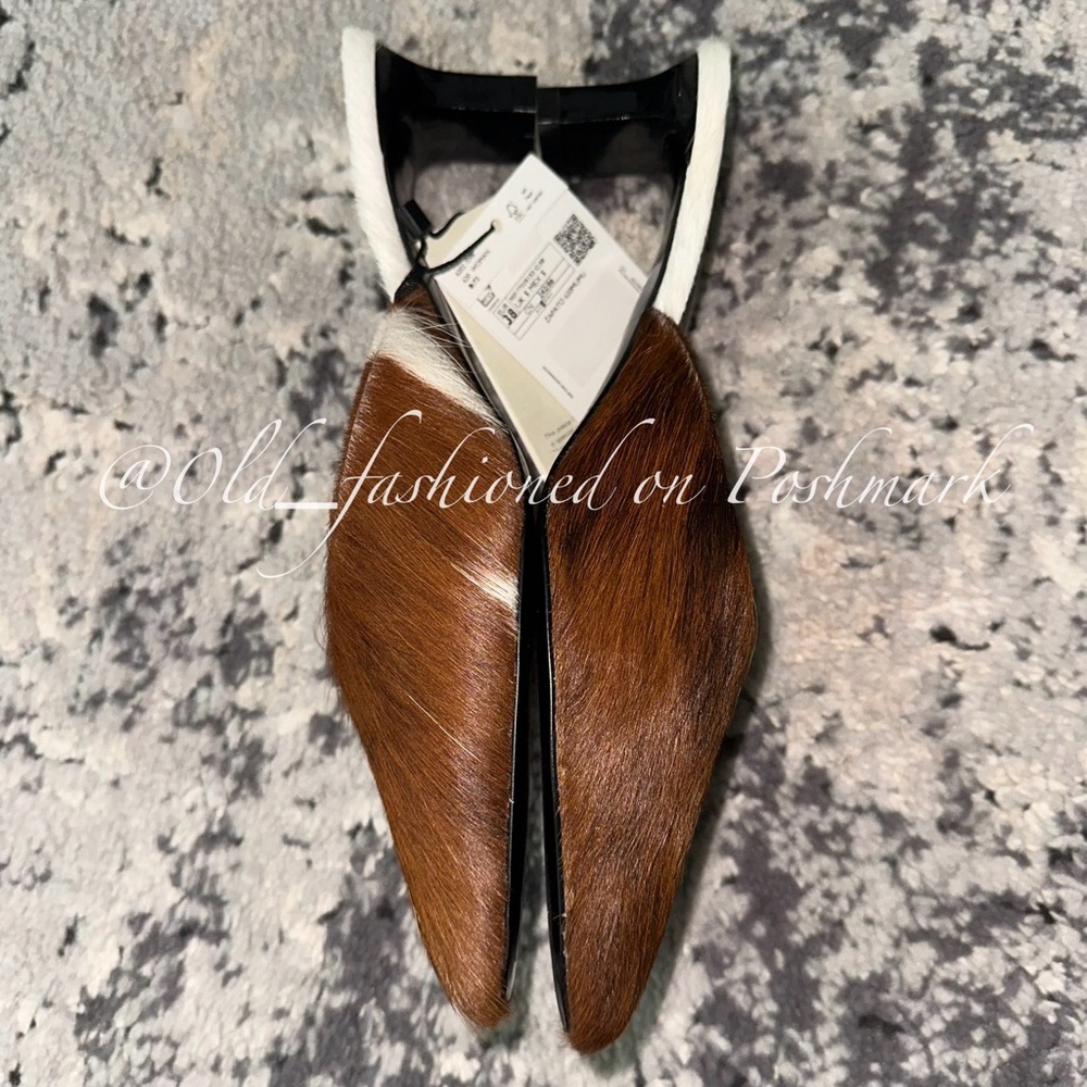 MANGO Leather Cow Print Mules - Picture 10 of 13